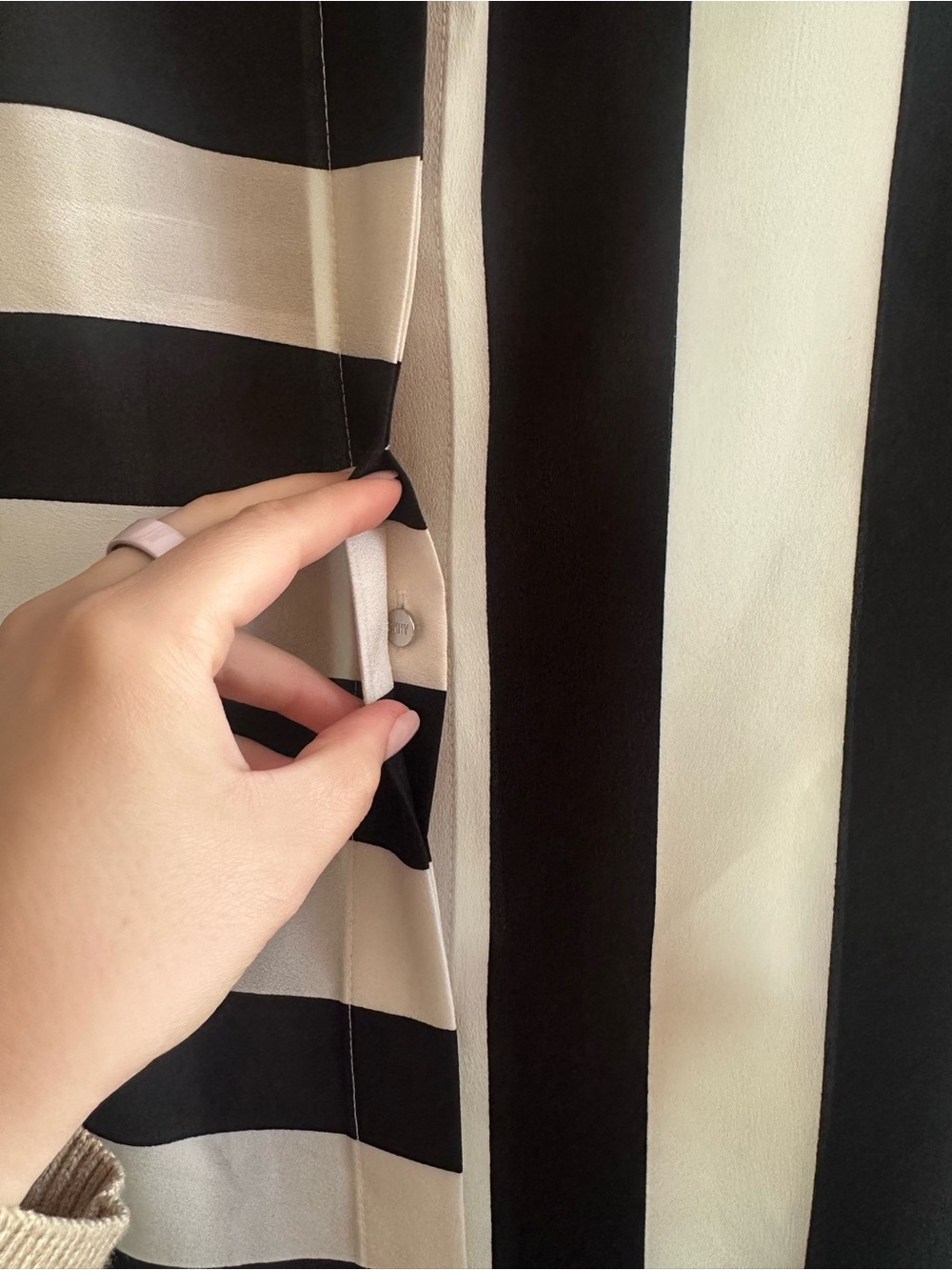 DKNY | Black and White Striped Button-Down Shirt - Picture 5 of 8